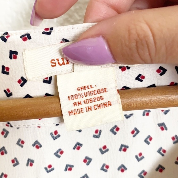 Sundance White High Low Printed Flowy Tunic Blouse - Picture 8 of 12